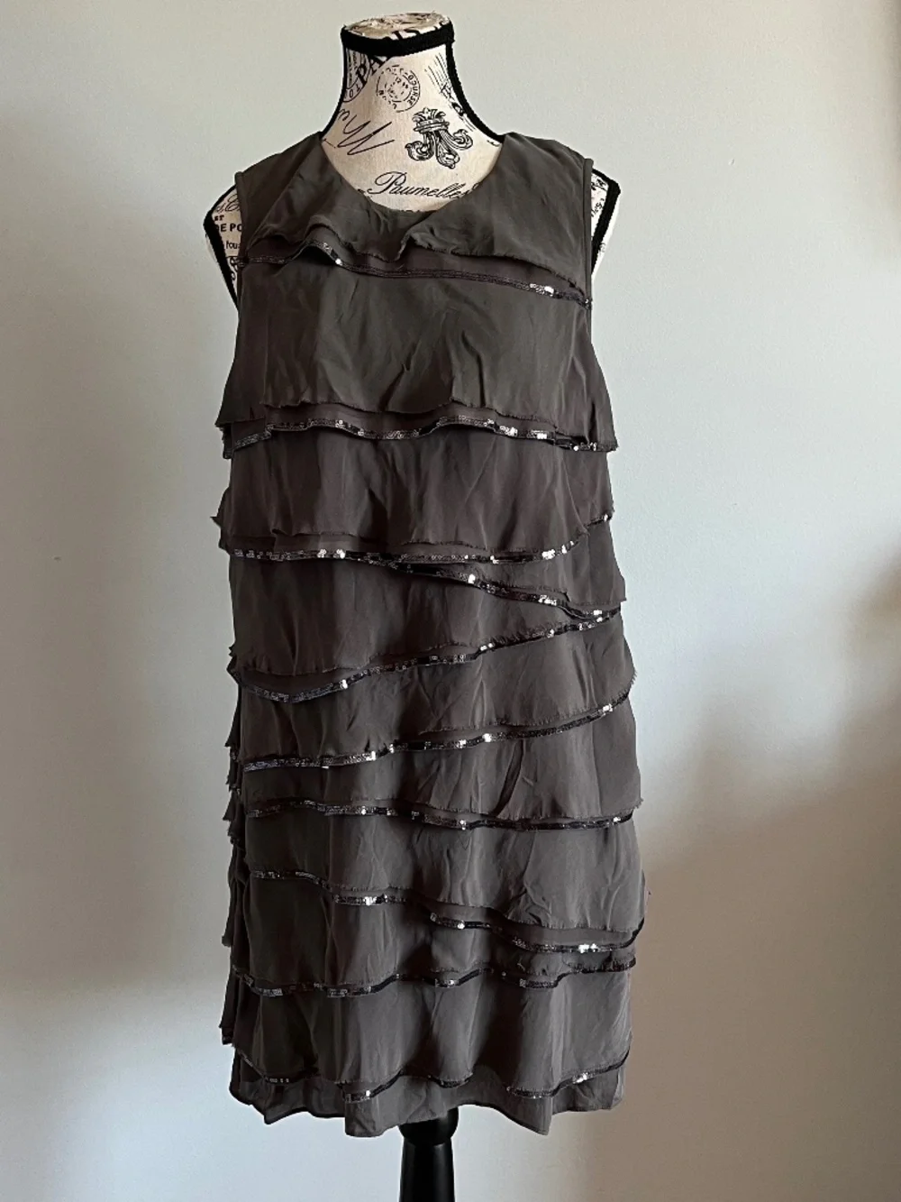 Gray Michael Kors Ruffle dress with sequin trim